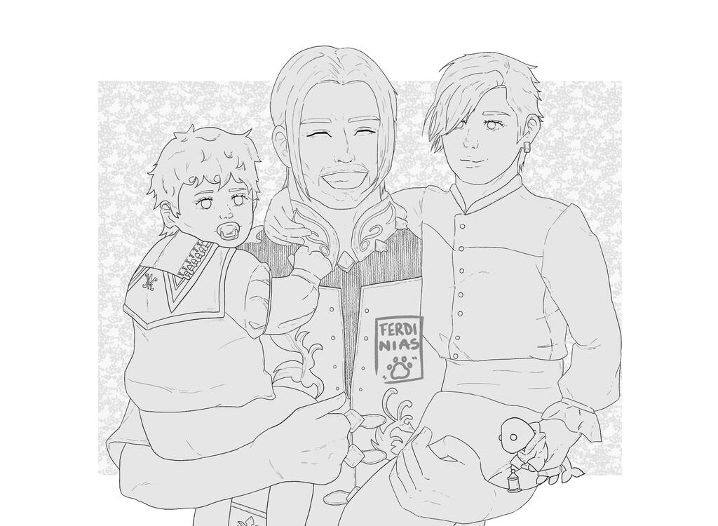 Final Fantasy XVI - Elwin Rosfield with Joshua and Clive Rosfield